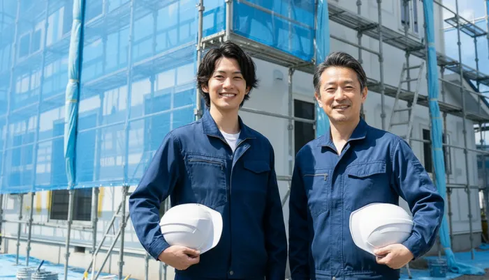 ヘルメットを持った作業員の画像
